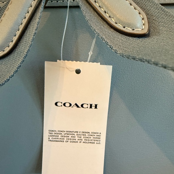 Coach Blue Leather Backpack with Drawstring Closure - Picture 5 of 12